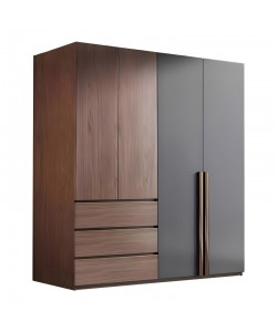 Ντουλάπα Sonlen pakoworld σε καρυδί-ανθρακί απόχρωση 160x52x195εκ