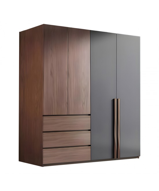 Ντουλάπα Sonlen pakoworld σε καρυδί-ανθρακί απόχρωση 160x52x195εκ