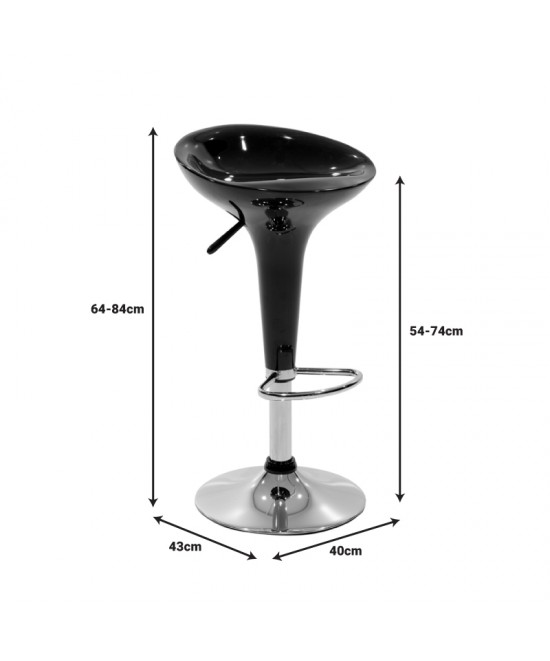 Σκαμπό μπαρ Felice pakoworld πτυσσόμενο μαύρο-βάση χρωμίου 40x43x84εκ