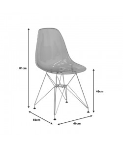 Καρέκλα Adelle pakoworld PP διάφανο γκρι-inox πόδι 46x55x81εκ
