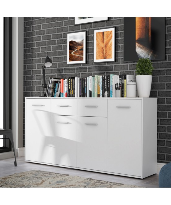 Μπουφές Drepen pakoworld μελαμίνη σε λευκό χρώμα 162.3x34.2x81.7εκ