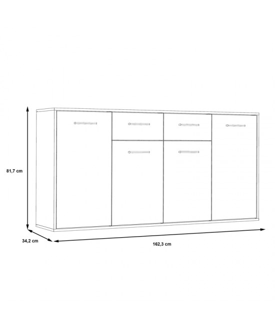 Μπουφές Drepen pakoworld μελαμίνη σε λευκό χρώμα 162.3x34.2x81.7εκ