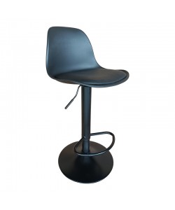 Σκαμπό μπαρ Louser pakoworld πτυσσόμενο μαύρο pp με μαξιλάρι-βάση μαύρο μέταλλο 44x46x114εκ