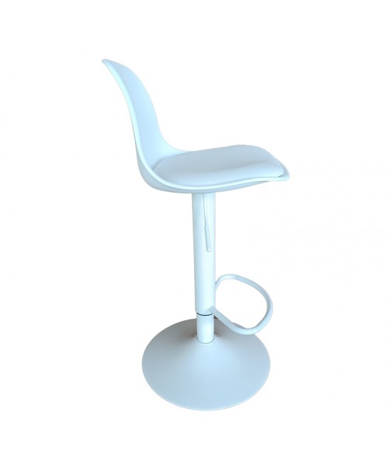 Σκαμπό μπαρ Louser pakoworld πτυσσόμενο λευκό pp με μαξιλάρι-βάση λευκό μέταλλο 44x46x114εκ