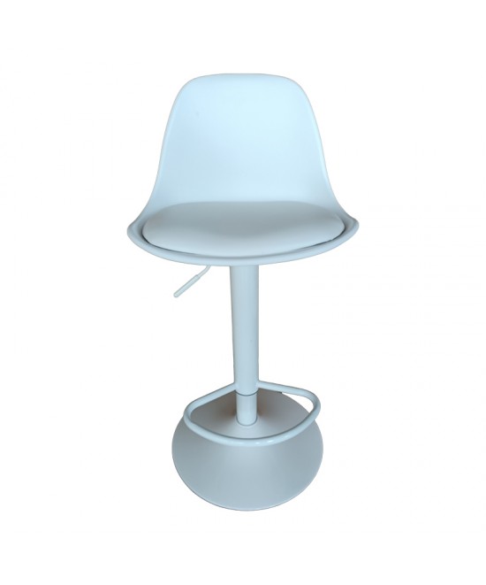 Σκαμπό μπαρ Louser pakoworld πτυσσόμενο λευκό pp με μαξιλάρι-βάση λευκό μέταλλο 44x46x114εκ