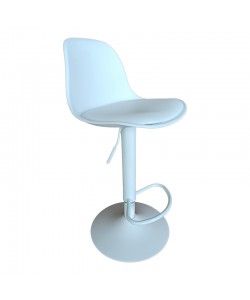 Σκαμπό μπαρ Louser pakoworld πτυσσόμενο λευκό pp με μαξιλάρι-βάση λευκό μέταλλο 44x46x114εκ