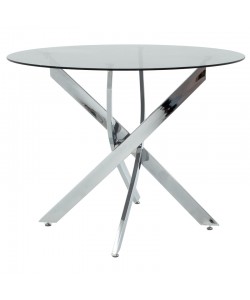 Τραπέζι Antoro pakoworld γυαλί και μεταλλικά πόδια σε απόχρωση χρωμίου Φ100x75εκ