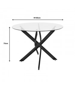 Τραπέζι Antoro pakoworld γυαλί και μεταλλικά πόδια σε απόχρωση χρωμίου Φ100x75εκ