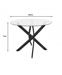 Τραπέζι Antoro pakoworld γυαλί και μεταλλικά πόδια σε απόχρωση χρωμίου Φ80x75εκ