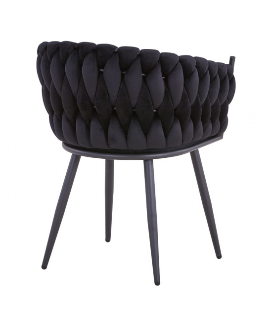 Καρέκλα Vivian pakoworld μαύρο βελούδο-πόδι μαύρο μέταλλο 61x55x80εκ