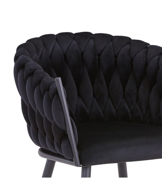 Καρέκλα Vivian pakoworld μαύρο βελούδο-πόδι μαύρο μέταλλο 61x55x80εκ