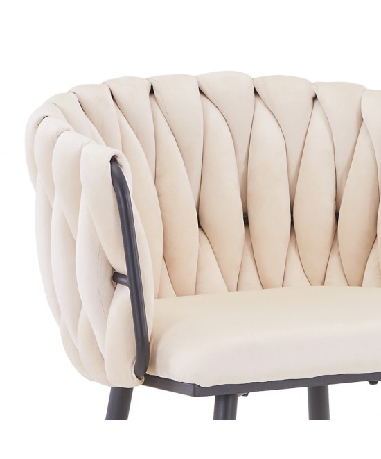 Σκαμπό μπαρ Vivian pakoworld μπεζ βελούδο-πόδι μαύρο μέταλλο 57x50x100εκ