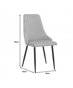 Καρέκλα Azori pakoworld ανθρακί βελούδο-πόδι μαύρο μέταλλο 49x55x85εκ