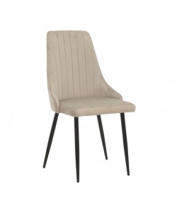 Καρέκλα Azori pakoworld γκρι-μπεζ βελούδο-πόδι μαύρο μέταλλο 49x55x85εκ