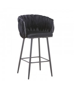 Σκαμπό μπαρ Vivian pakoworld μαύρο βελούδο-πόδι μαύρο μέταλλο 57x50x100εκ