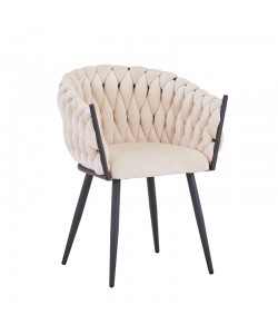 Καρέκλα Vivian pakoworld μπεζ βελούδο-πόδι μαύρο μέταλλο 61x55x80εκ