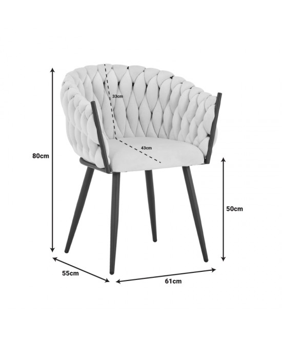 Καρέκλα Vivian pakoworld μπεζ βελούδο-πόδι μαύρο μέταλλο 61x55x80εκ