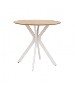 Τραπέζι Xuson pakoworld φυσικό mdf-πόδι λευκό μέταλλο Φ80x75εκ