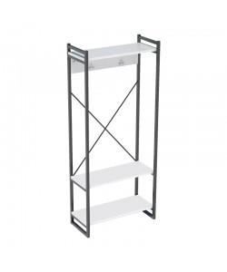 Έπιπλο εισόδου με κρεμάστρα Baker pakoworld μαύρο μέταλλο και μελαμίνη σε λευκή απόχρωση 90x34x180εκ