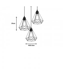 Φωτιστικό οροφής τρίφωτο Jabrey pakoworld μαύρο μέταλλο Φ30x25εκ