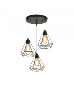 Φωτιστικό οροφής τρίφωτο Jabrey pakoworld μαύρο μέταλλο Φ30x25εκ