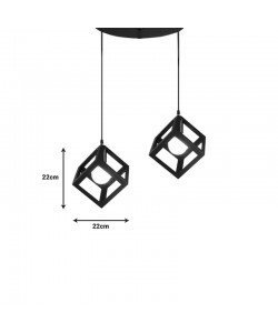 Φωτιστικό οροφής δίφωτο Kibe II pakoworld μαύρο μέταλλο 48x28 εκ