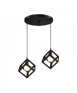 Φωτιστικό οροφής δίφωτο Kibe II pakoworld μαύρο μέταλλο 48x28 εκ