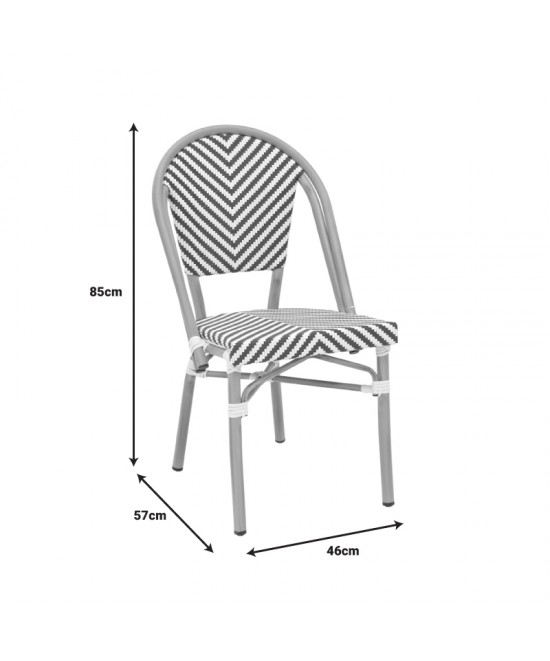 Καρέκλα Uamrin pakoworld στοιβαζόμενη φυσικό αλουμίνιο-λευκό και μπλε textilene 46x57x85εκ
