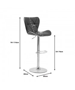 Σκαμπό μπαρ Jorine pakoworld πτυσσόμενο μαύρο pu-βάση χρωμίου 53x44x114εκ