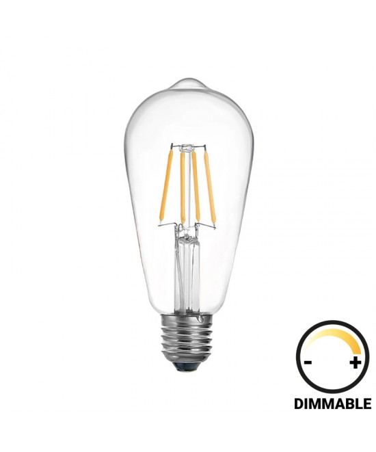 Λαμπτήρας LED ST64 Bulb pakoworld dimmable 4W E27 amber Λαμπτήρας LED ST64 Bulb pakoworld dimmable 4W E27 amber