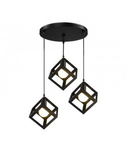 Φωτιστικό οροφής τρίφωτο Kibe I pakoworld μαύρο μέταλλο 48x28εκ