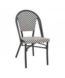 Καρέκλα Uamrin pakoworld στοιβαζόμενη μαύρο αλουμίνιο-ασπρόμαυρο textilene 46x57x85εκ