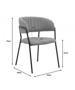 Καρέκλα Morel pakoworld γκρι ύφασμα-πόδι μαύρο μέταλλο 55x55x76εκ