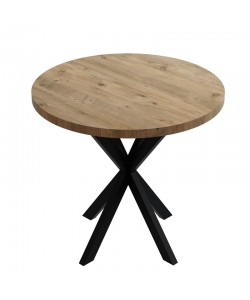 Τραπέζι Kalipso pakoworld μελαμίνη σε φυσική απόχρωση και μαύρο μεταλλικό πόδι Φ70x75εκ