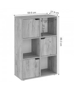 Βιβλιοθήκη Bookel pakoworld μελαμίνης σε oak απόχρωση 59.5x27.5x89εκ