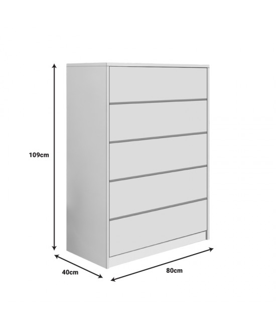 Συρταριέρα Kuanger pakoworld mdf σε λευκή απόχρωση 80x40x109εκ Συρταριέρα Kuanger pakoworld mdf σε λευκή απόχρωση 80x40x109εκ