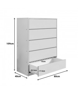 Συρταριέρα Kuanger pakoworld mdf σε λευκή απόχρωση 80x40x109εκ