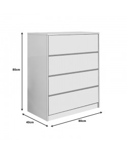 Συρταριέρα Kuanger pakoworld mdf σε λευκή απόχρωση 80x40x80εκ