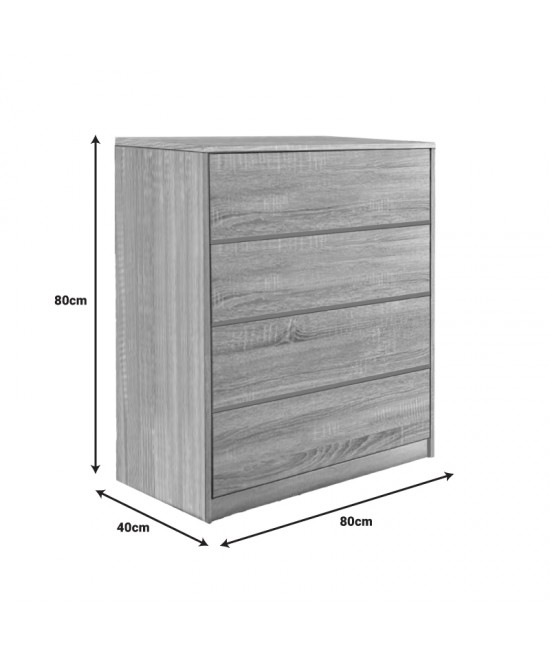 Συρταριέρα Kuanger pakoworld mdf σε φυσική απόχρωση 80x40x80εκ
