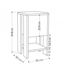 Κομοδίνο Ema pakoworld μελαμίνη σε φυσική - λευκή απόχρωση 30x30x55εκ