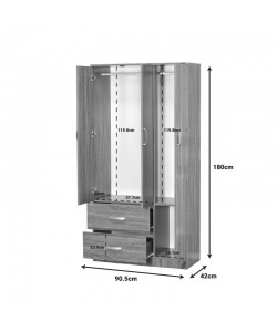 Ντουλάπα ρούχων τρίφυλλη Zelia pakoworld με 2 συρτάρια χρώμα καρυδί 90x42x180εκ Ντουλάπα ρούχων τρίφυλλη Zelia pakoworld με 2 συρτάρια χρώμα καρυδί 90x42x180εκ