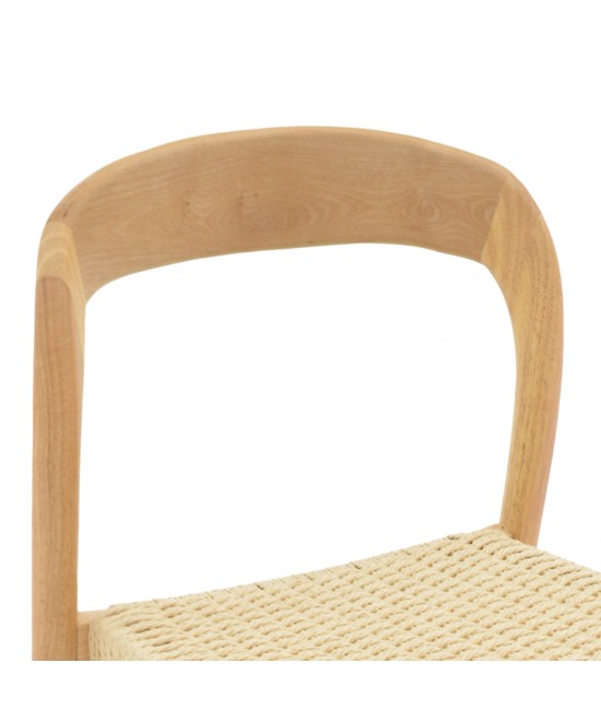 Καρέκλα Tavrine pakoworld σχοινί-rubberwood σε φυσική απόχρωση 47x59x78εκ