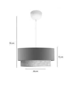 Φωτιστικό οροφής Sombre pakoworld ύφασμα σε γκρι-κίτρινο απόχρωση Φ30x15εκ