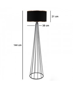 Φωτιστικό δαπέδου Firdo I pakoworld Ε27 ύφασμα-μέταλλο μαύρο Φ38x121εκ