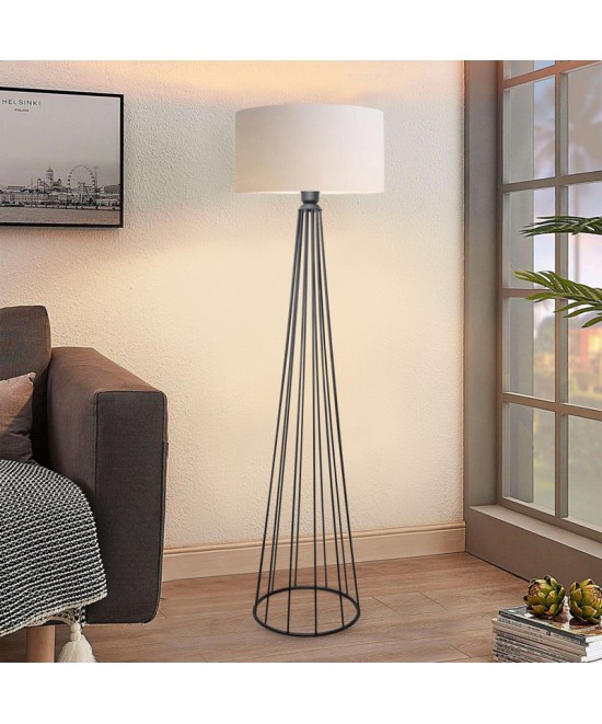 Φωτιστικό δαπέδου Firdo I pakoworld Ε27 ύφασμα κρέμα-μέταλλο μαύρο Φ38x121εκ