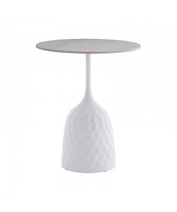 Βοηθητικό τραπέζι Kousien Inart λευκό sintered stone Φ50x60εκ