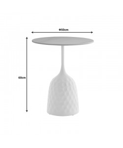 Βοηθητικό τραπέζι Kousien Inart λευκό sintered stone Φ50x60εκ