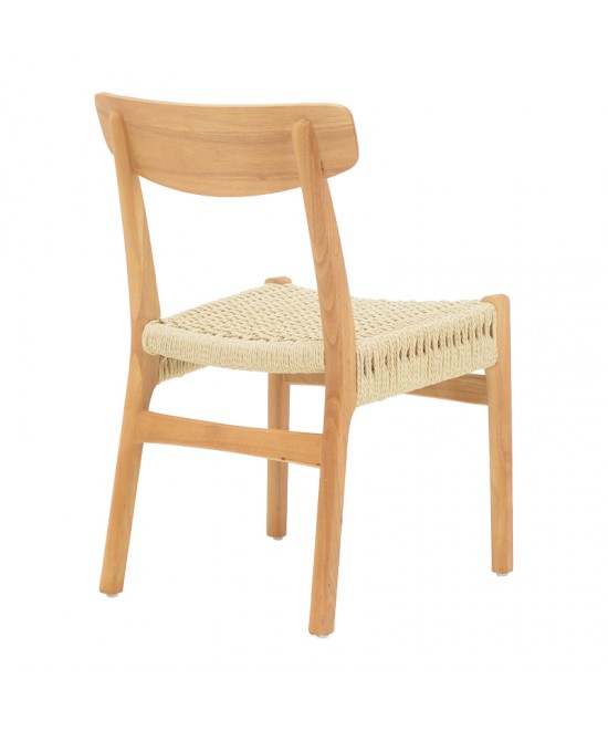Καρέκλα Eaprine pakoworld φυσικό σχοινί-rubberwood 49x53x77εκ