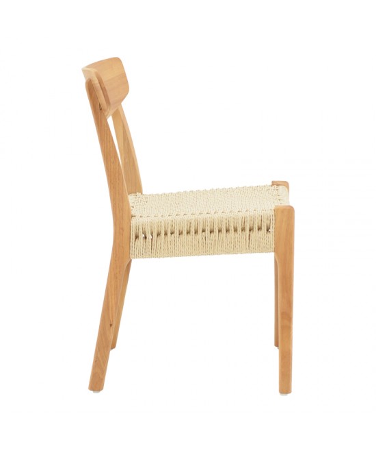 Καρέκλα Eaprine pakoworld φυσικό σχοινί-rubberwood 49x53x77εκ