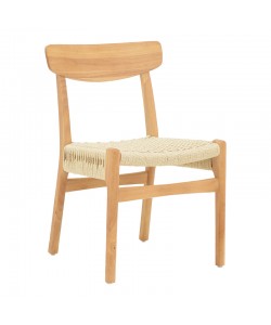 Καρέκλα Eaprine pakoworld φυσικό σχοινί-rubberwood 49x53x77εκ